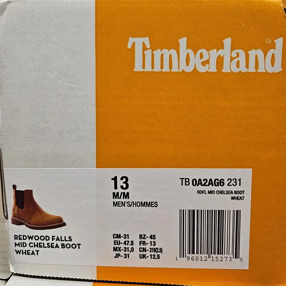 TIMBERLAND MEN'S 13 REDWOOD FALLS MID CHELSEA BOOT WHEAT NIB